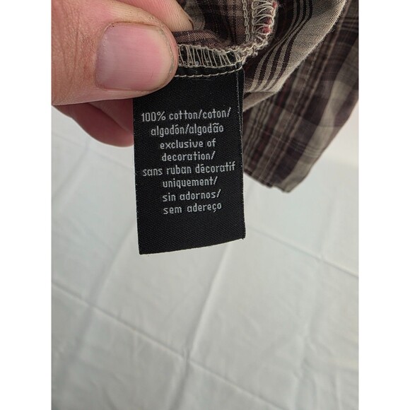 Mens Calvin Klein Jeans Brown Plaid Button Down Shirt Size Large - Picture 4 of 8